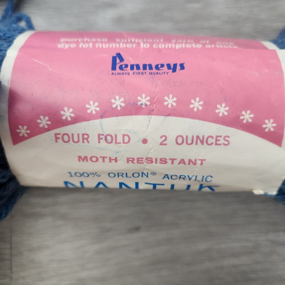 Vintage Penneys Frosted Blue Nantuk Yarn 8oz Germantown Weight Orlon Acrylic - Picture 12 of 12